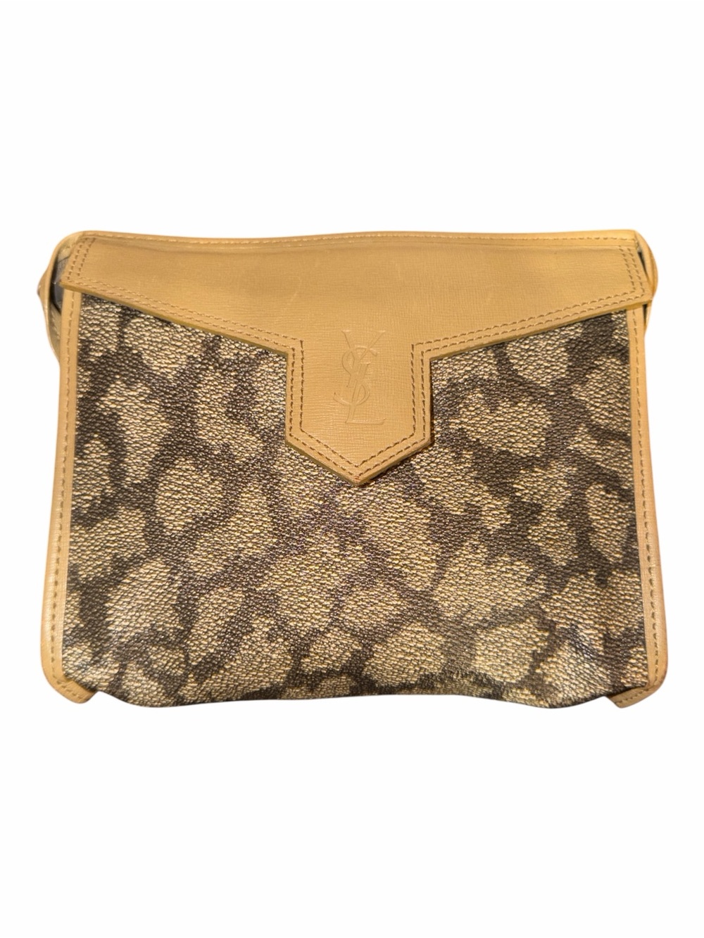 Authentic Vintage Yves Saint Laurent Giraffe Print Canvas Clutch Pouch